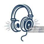 Headphones with music playing loud. Vector illustration