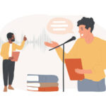 Voice and speech training isolated concept vector illustration. Speech coach, voice improvement for business, vocal exercise, sound wave, talk and discussion, communication vector concept.
